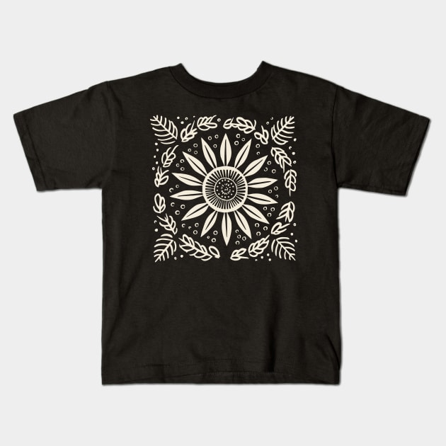 Lino Cut Flower Kids T-Shirt by n23tees